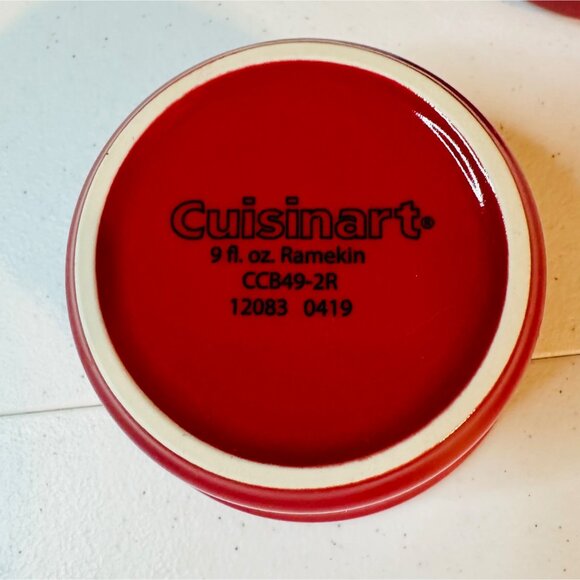 Cuisinart Red Ramekins Chef's Classic Ceramic Bakeware set of 2 ramekins 9 ounce - Picture 3 of 8